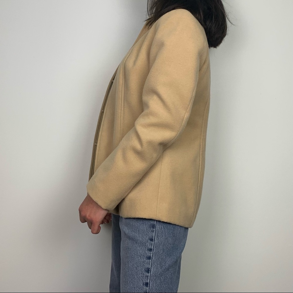 Chico's Camel Fleece Structured Open Front Hook C… - image 3